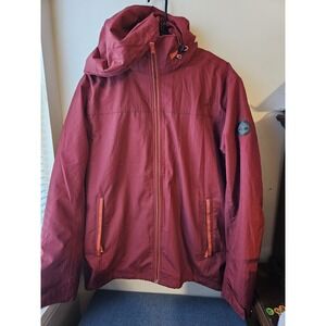 Timberland Men's Waterproof 3-in-1 Jacket Coat Large Burgundy Red Zip-In Fleece